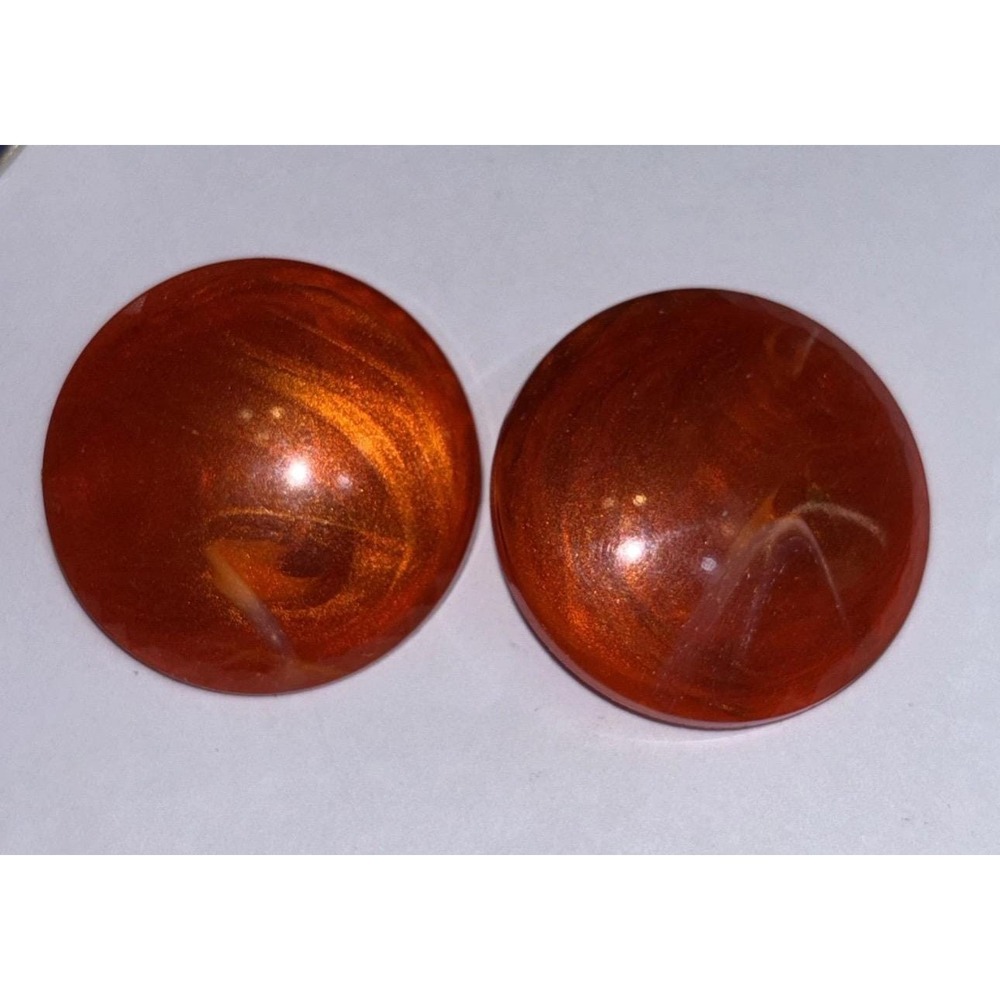 Vintage W. Germany Orange Lucite Domed Clip On Earrings